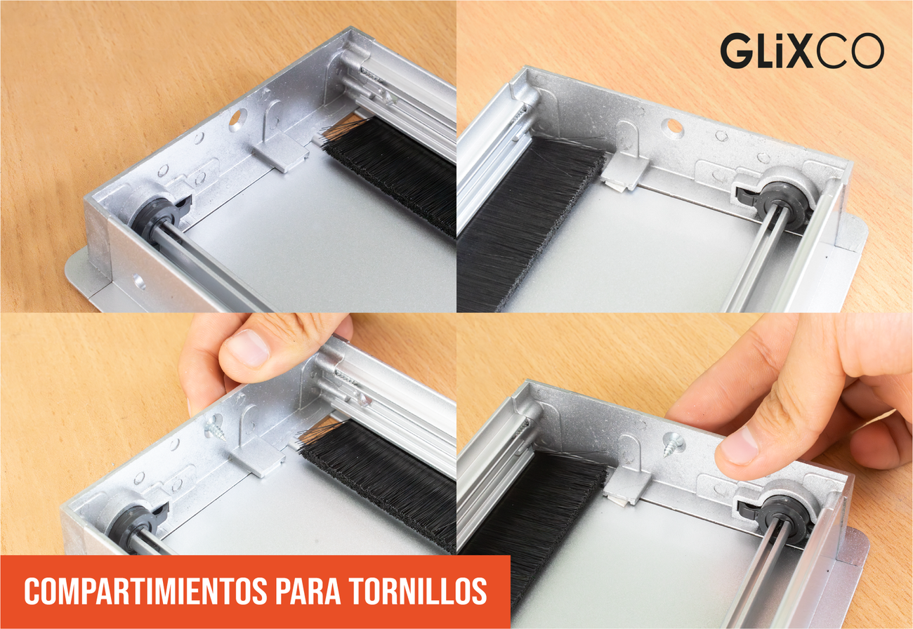 Tapa Pasacables de Aluminio con Cierre Lento (Largo 40 x Anch 12.7 cm)