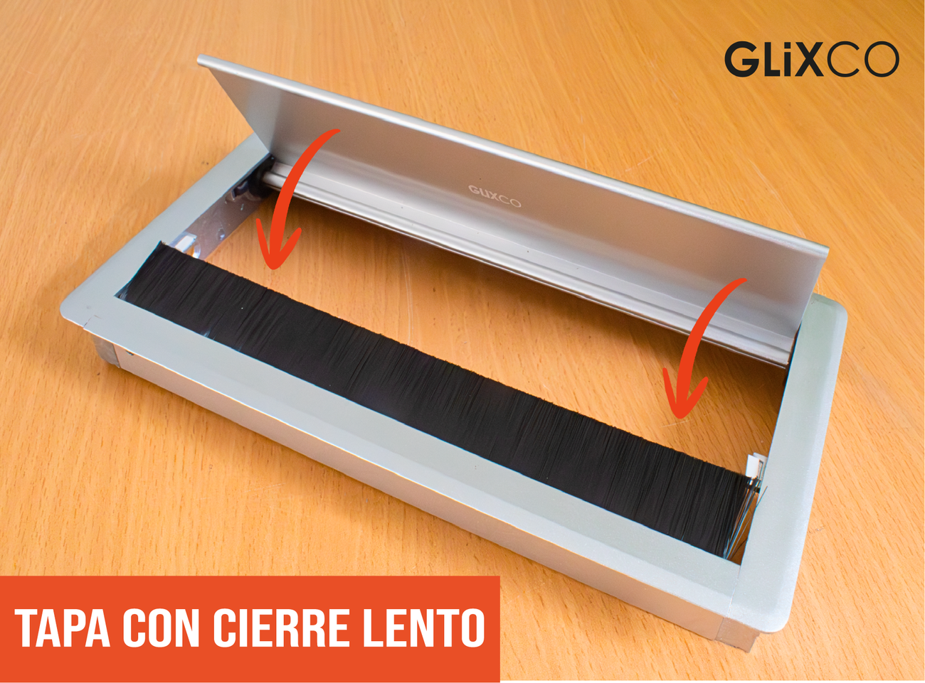 Tapa Pasacables de Aluminio con Cierre Lento (Largo 25 x  Anch 12.7 cm)