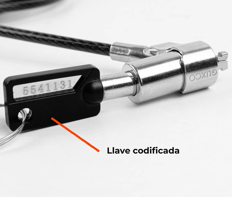 Cable de Seguridad para Laptop con LLave Codificada / 2 Mt / Ranura Nano