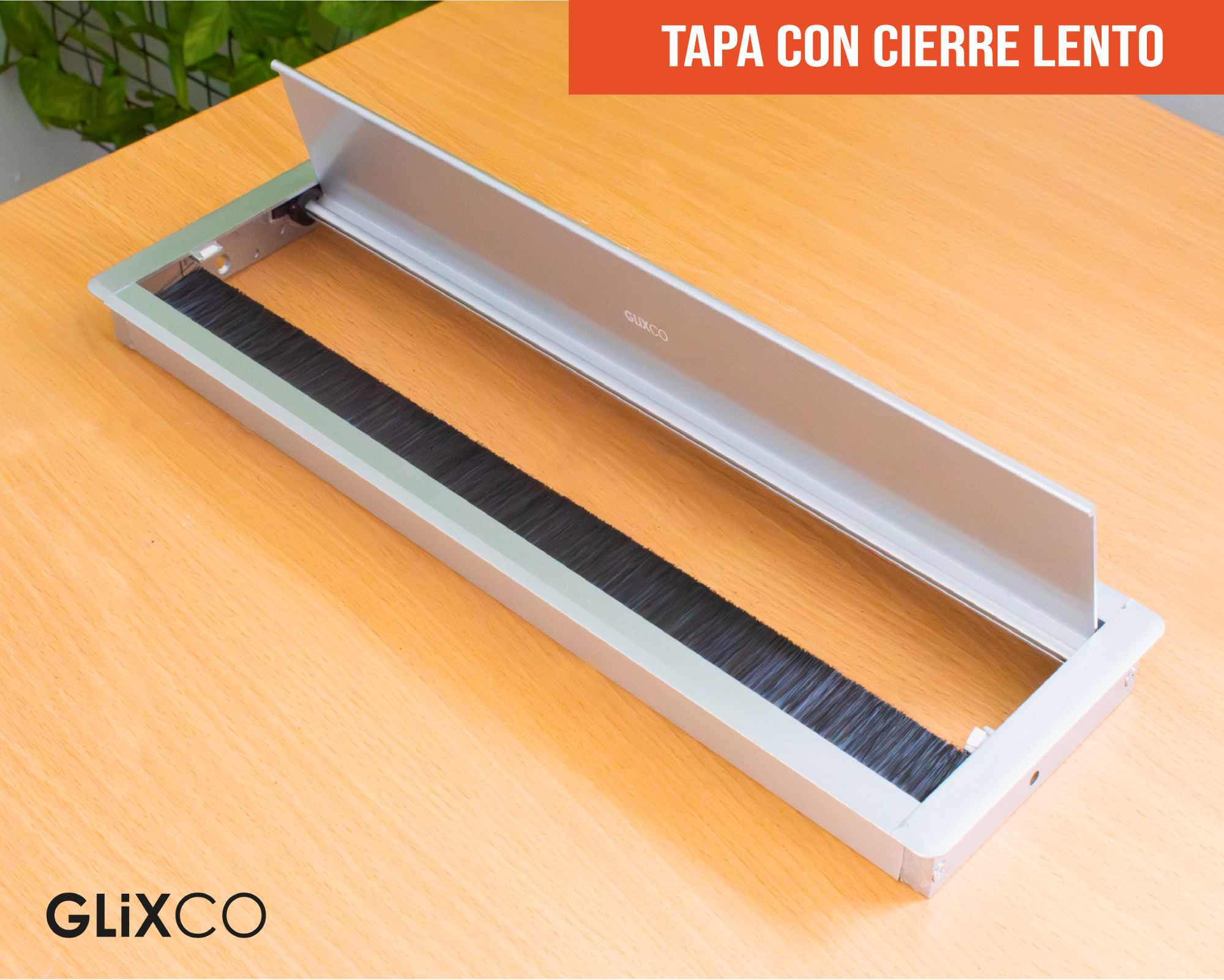 Tapa Pasacables de Aluminio con Cierre Lento (Largo 40 x Anch 12.7 cm)