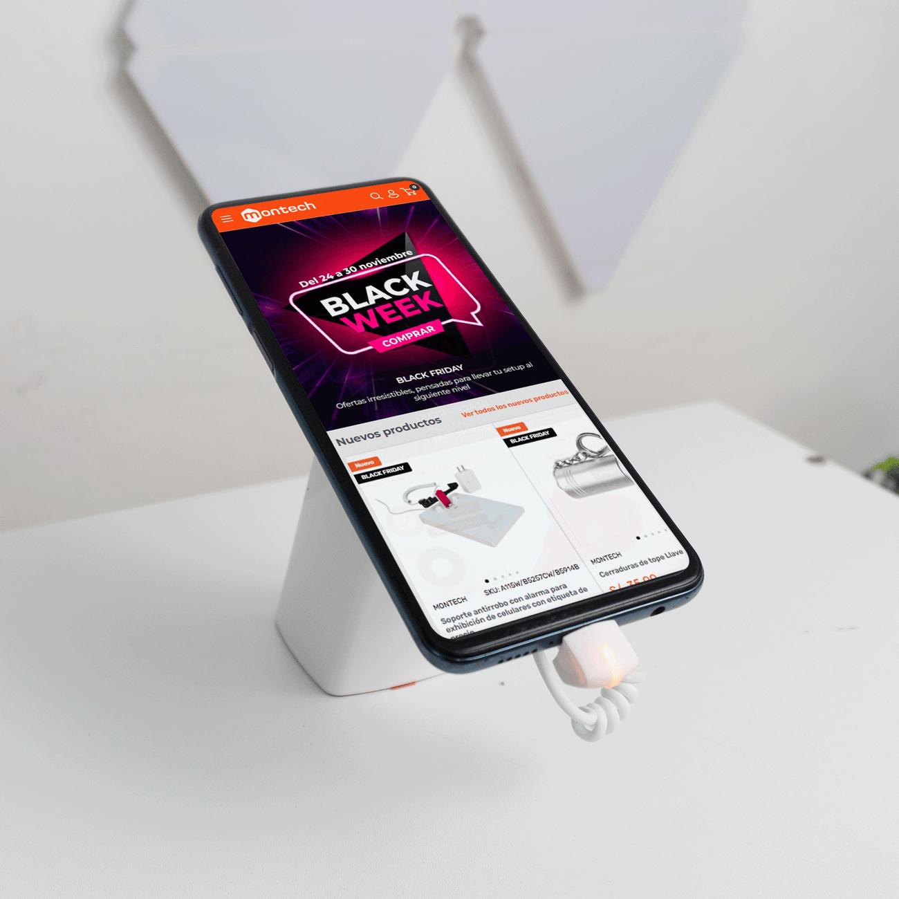 Soporte Antirrobo para Celular con Alarma de Seguridad Inalámbrico