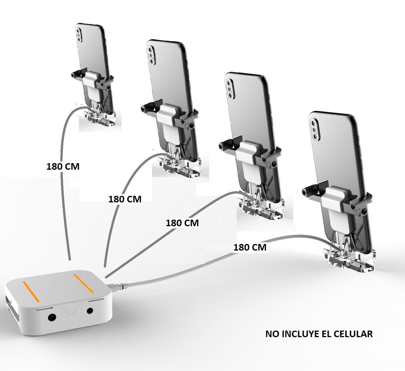 Soporte Antirrobo  para 4 Celulares con Alarma de Seguridad