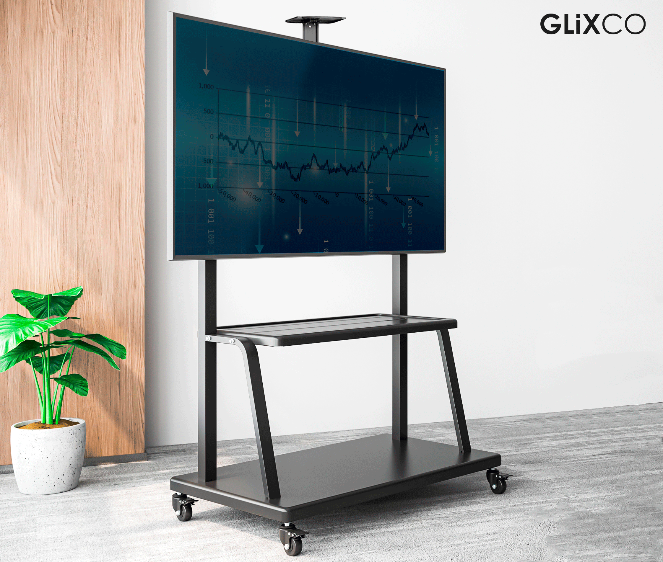 Pedestal Ultra Pesado para TV Pantalla Interactiva 55 a 100 Pulg / Carga 150 kg / VESA Max 1100x600mm