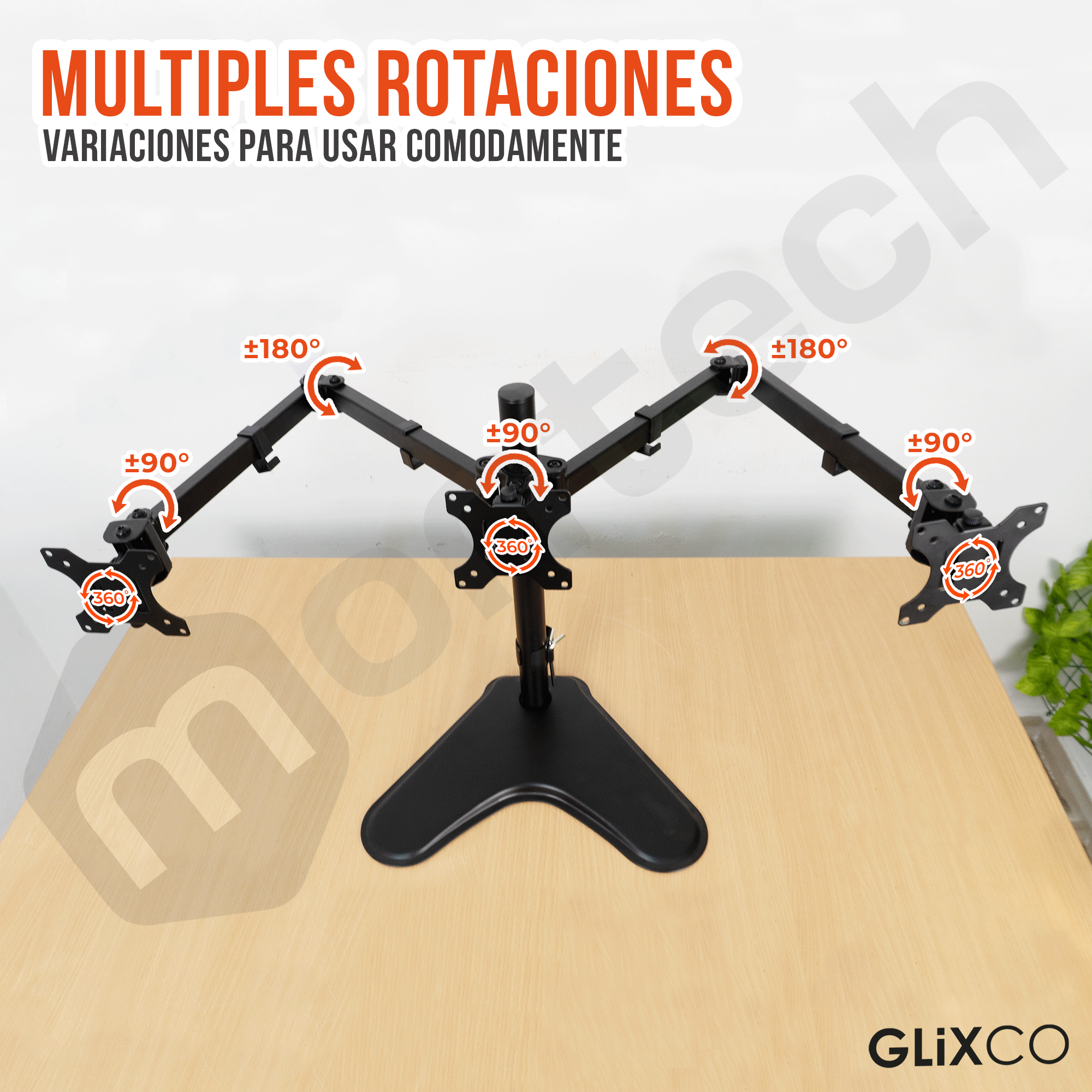 Rack Soporte Triple con Base de Escritorio para 3 Monitores 13 a 27 Pulg