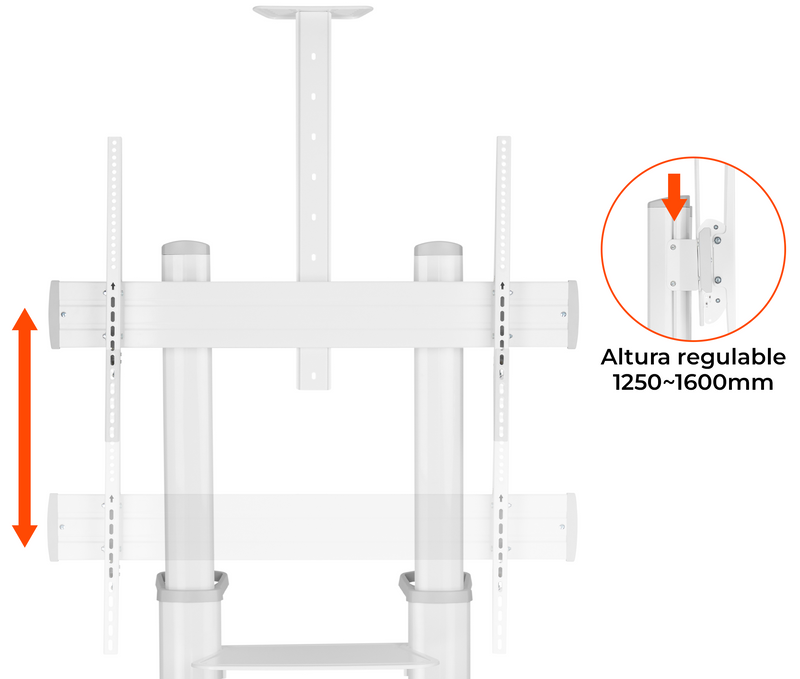 Pedestal con Ruedas para TV 70 a 120 Pulg / VESA Max 1000x600mm / Carga 140 kg