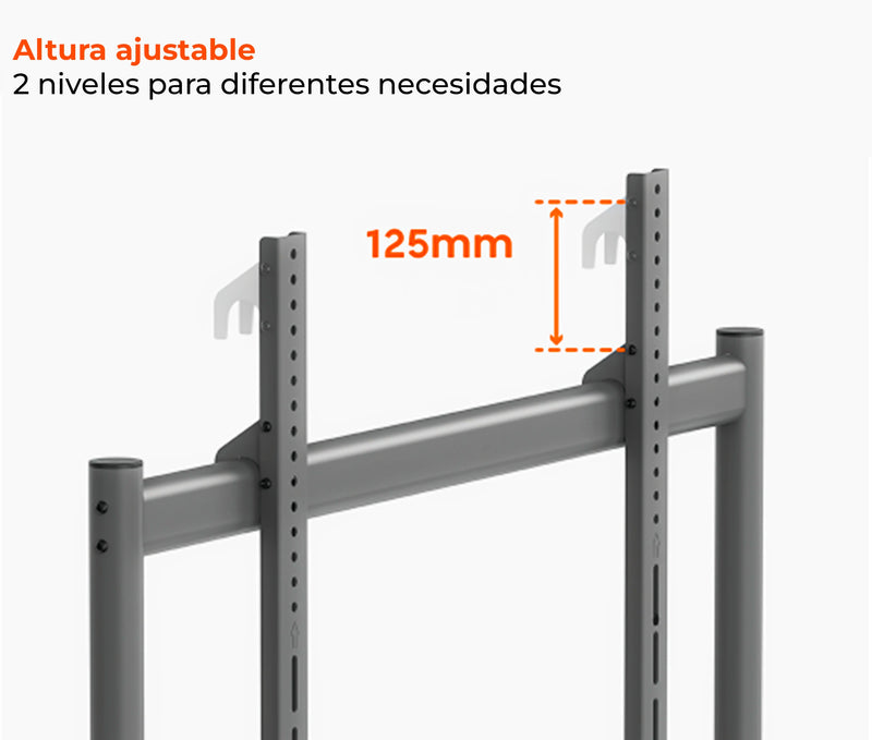 Rack Pedestal con Ruedas de 4 Patas para TV 50 a 86 Pulg /  VESA Max 800x600mm