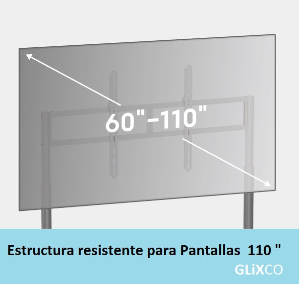 Rack Pedestal con Manivela  TV 60 a 110 PULG / Vesa Max 1200X600MM / Carga 120 KG - GRIS