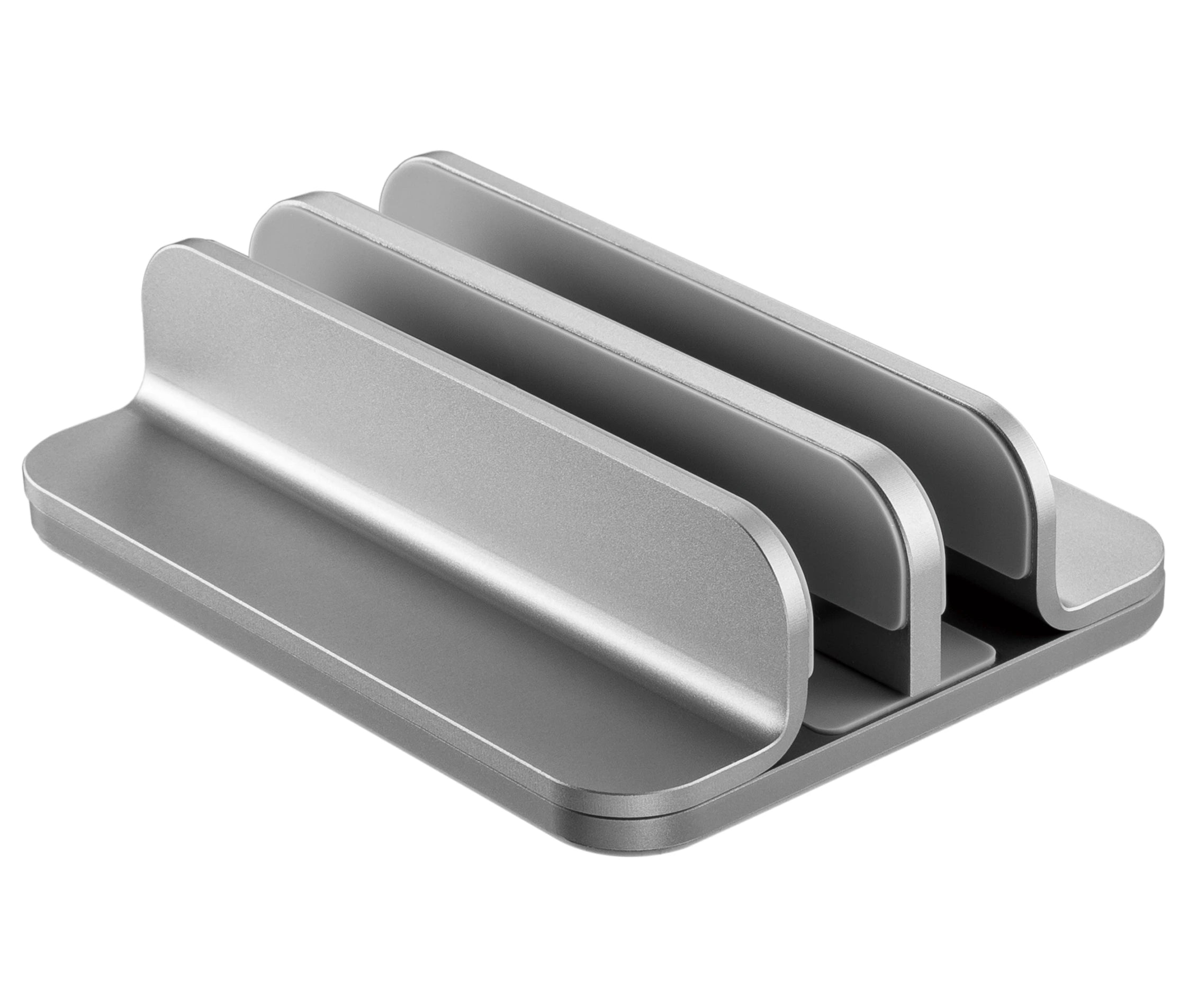 Soporte Vertical de Aluminio Doble para Laptop y Tablet  / Ancho Ajustable