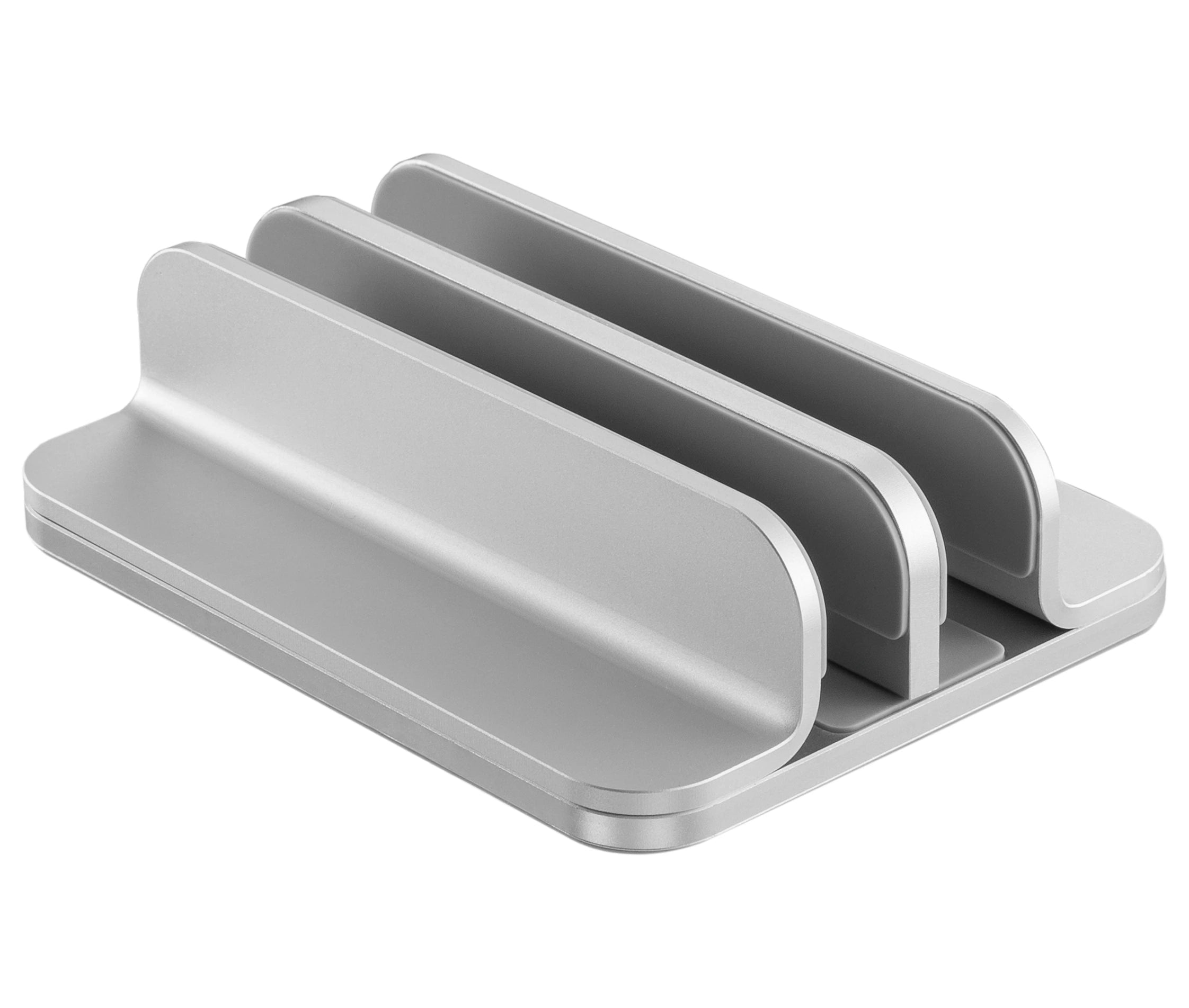 Soporte Vertical de Aluminio Doble para Laptop y Tablet  / Ancho Ajustable