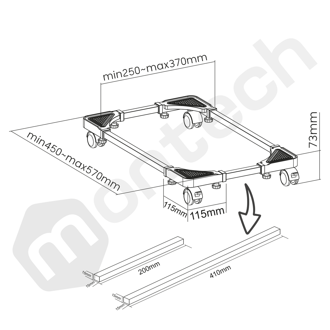 Soporte Base Regulable con ruedas para CPU PC Gamer / Servidores / UPS