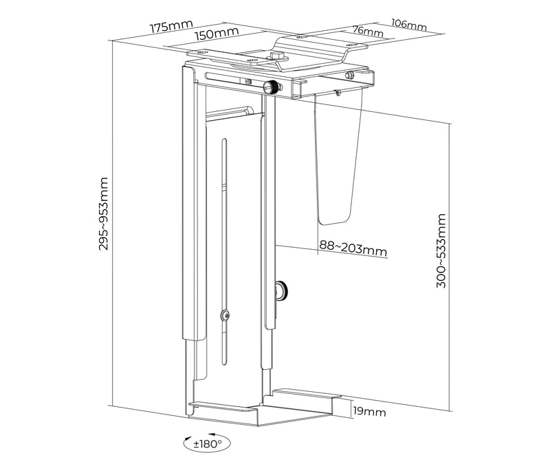 Soporte para CPU / PC Standard / Colgante Escritorio o Pared