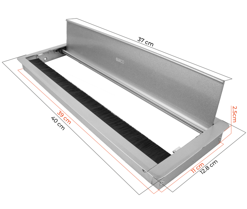 Tapa Pasacables de Aluminio con Cierre Lento (Largo 40 x Anch 12.7 cm)