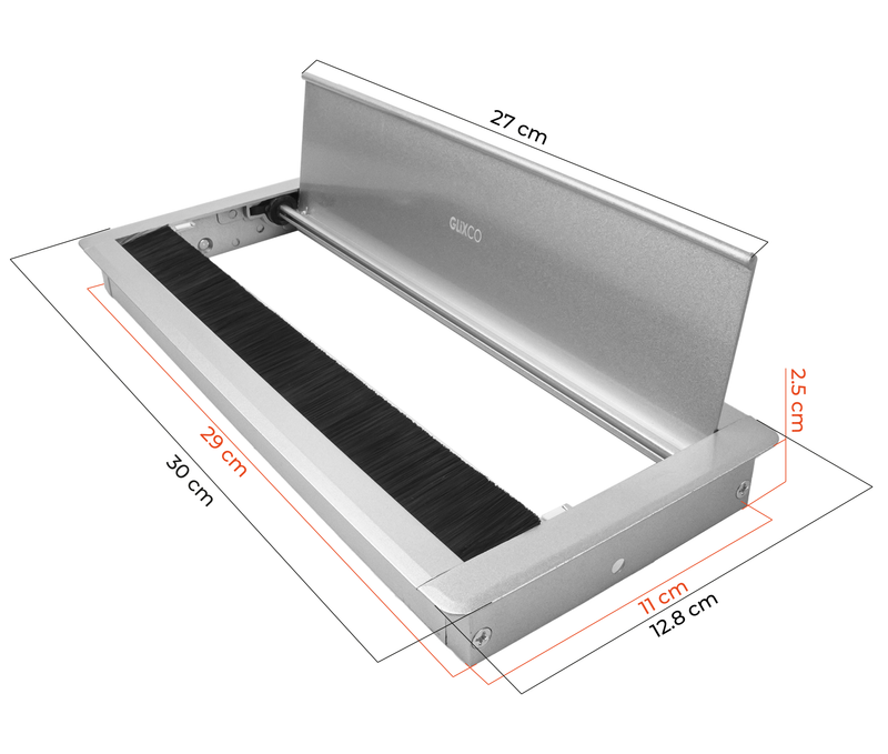 Tapa Pasacables de Aluminio con Cierre Lento (Largo 30 x  Anch 12.7 cm)