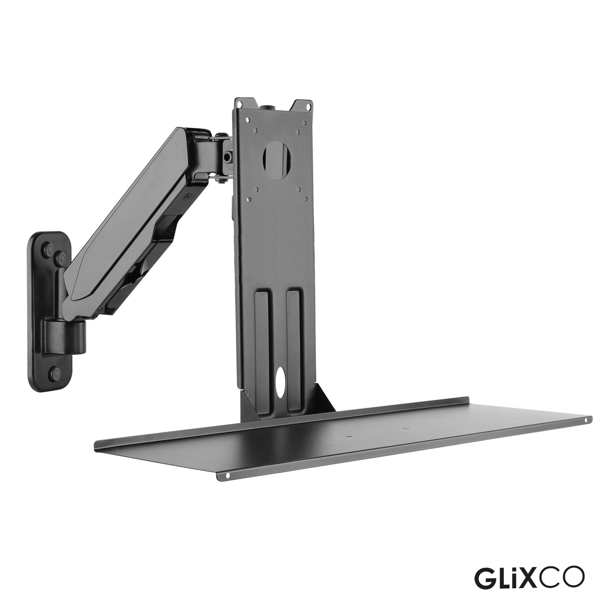Rack Soporte con Gas Spring de Pared para Monitor 17 a 32 con bandeja para teclado