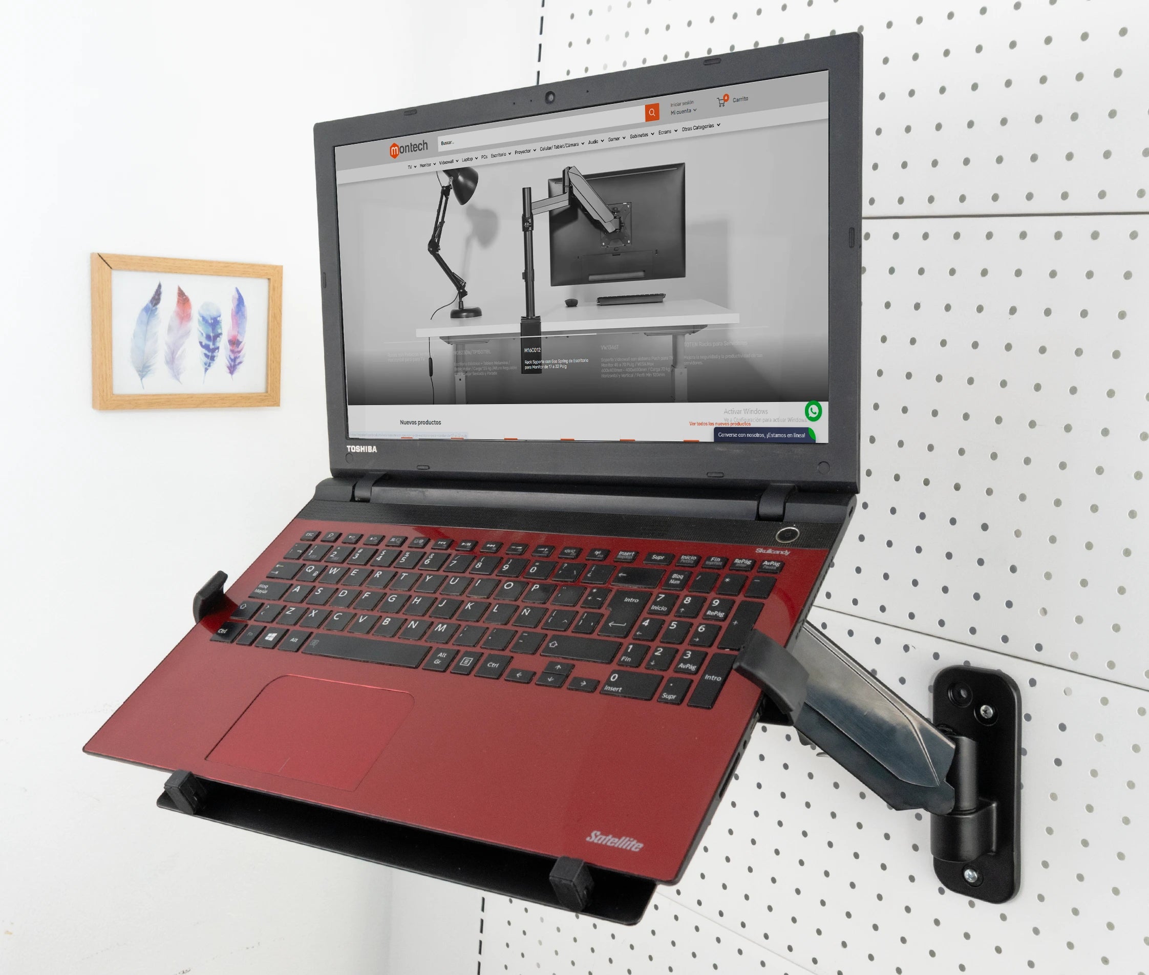 Rack Soporte con Gas Spring de Pared para Laptop 10 a 15.6 Pulg