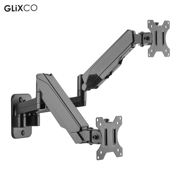 Rack Soporte Doble Brazo de Pared con Gas Spring para 2 Monitores 17 a 32 Pulg