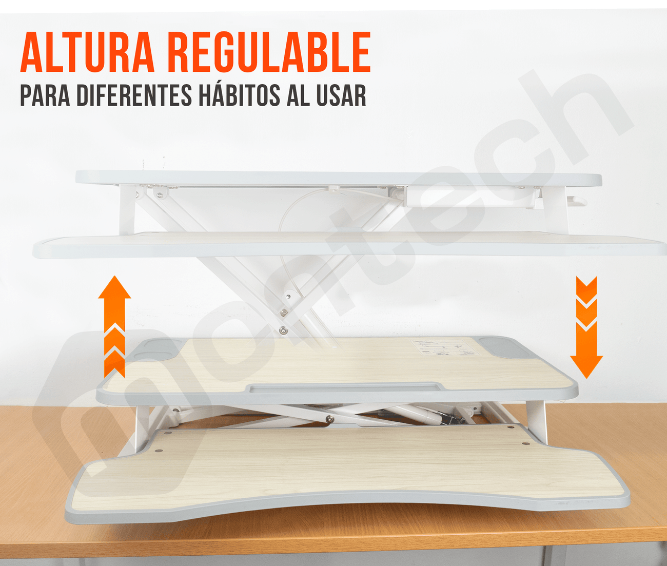 Escritorio Sobremesa 80x61 cm con Altura Regulable 11 a 50 cm  para trabajar Sentado o Parado