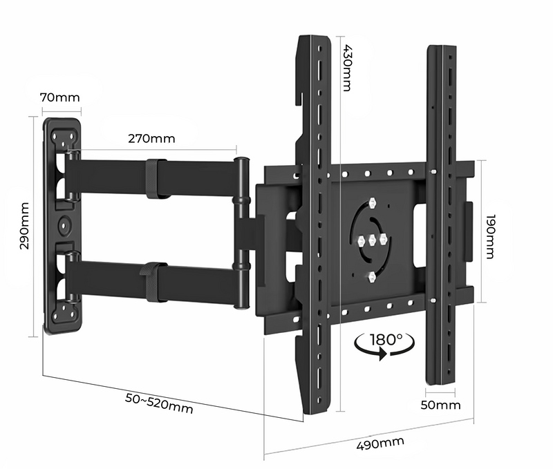 soporte de pared para TV 32 a 60 Pulg / VESA Max 400x400mm / Carga 28 kg / Brazo extendido 52 cm