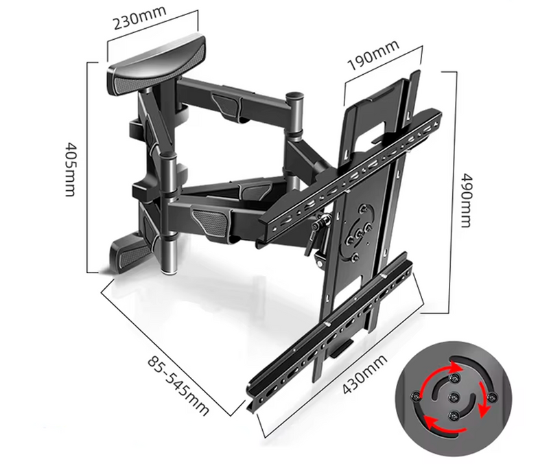 Rack Giratorio para TV de 37 a 70 Pulg / VESA Max 400x400mm / Carga 37.5 kg / Brazo extendido 54.5 cm