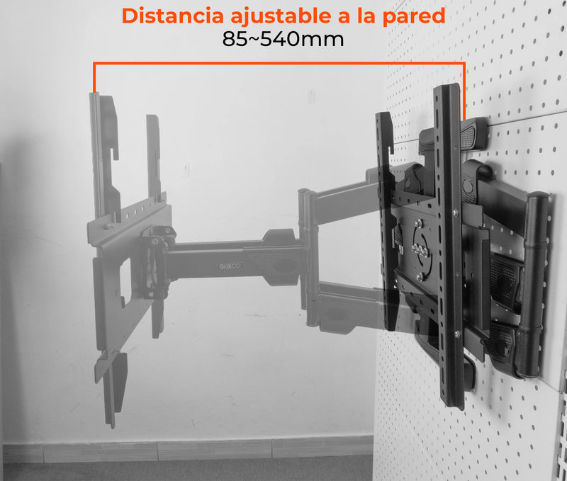 Rack Giratorio con Rotacion Vertical y Horizontal para TV de 37 a 70 Pulg / VESA Max 400x400mm / Rotación 90° / Carga 37.5 kg / Brazo extendido 54 cm