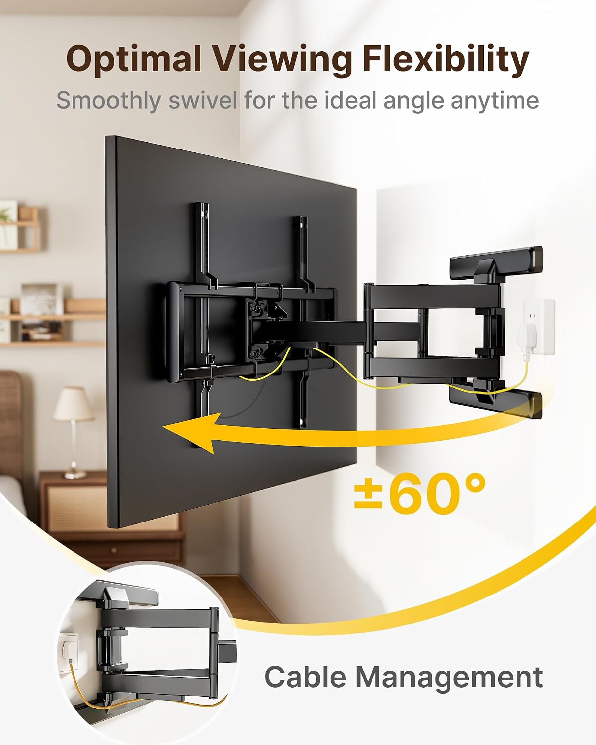 Rack Giratorio con Doble Brazo Articulado TV 37 a 86 Pulg / VESA Max 600x400mm / Carga 60 kg