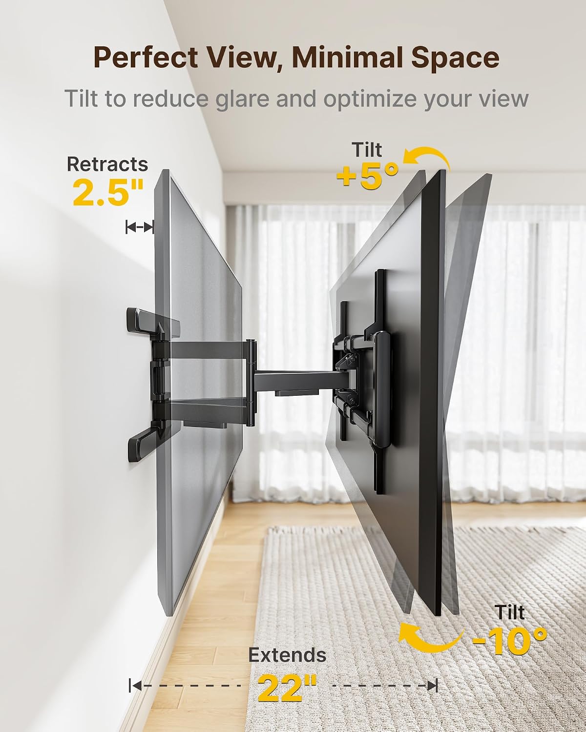 Rack Giratorio con Doble Brazo Articulado TV 37 a 86 Pulg / VESA Max 600x400mm / Carga 60 kg