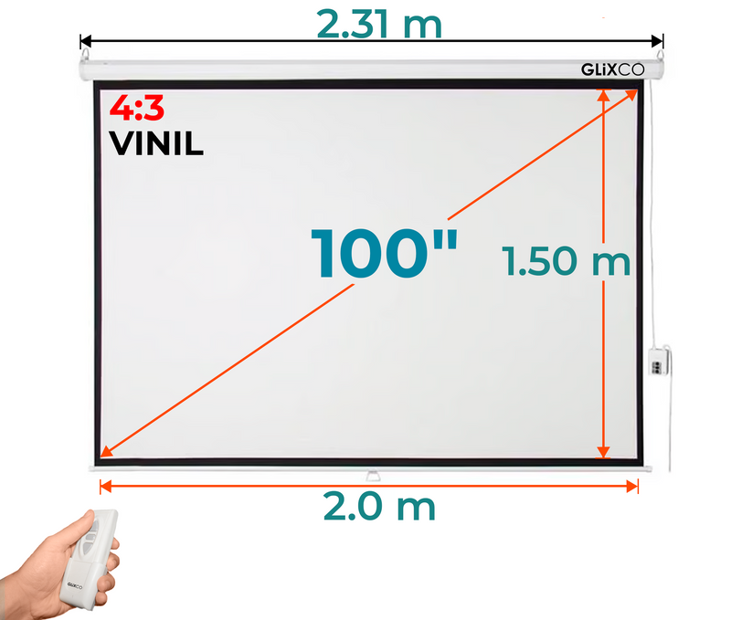 Ecran Eléctrico 100 Pulg (4:3) 2.0x1.50 m / Vinil