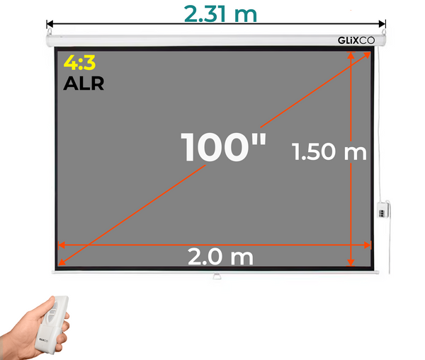 Ecran Eléctrico Gris 100 Pulg (4:3) 2.0x1.50 m / ALR