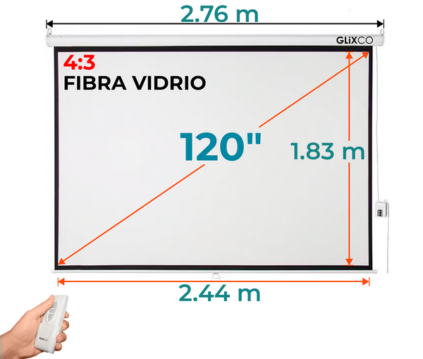 Ecran Eléctrico 120 Pulg (4:3) 2.44x1.83 m / Fibra de Vidrio