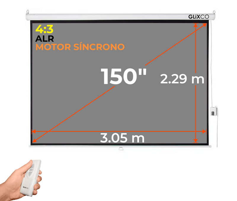 Ecran Eléctrico Gris 150 Pulg (4:3) 3.05x2.29 m / ALR / Motor Síncrono