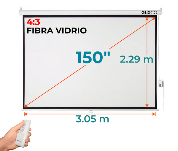 Ecran Eléctrico 150 Pulg (4:3) 3.05x2.29 m / Fibra de vidrio