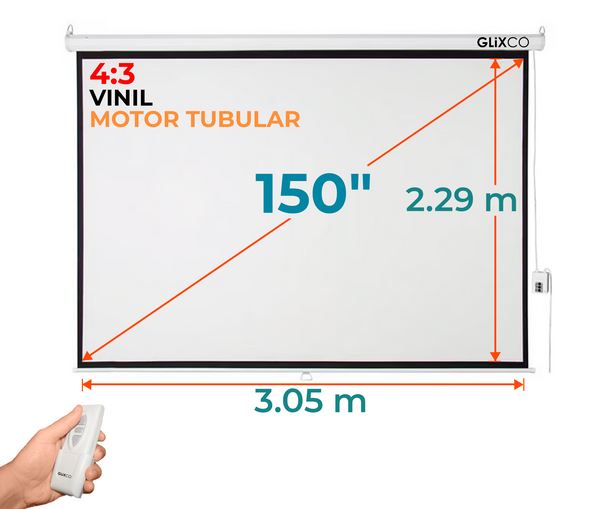 Ecran Eléctrico 150 Pulg (4:3) 3.05x2.29 m / Vinil / Motor Tubular