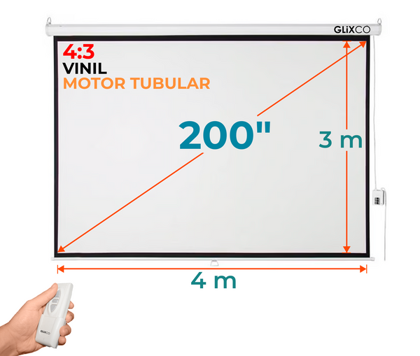 Ecran Eléctrico 200 Pulg (4:3) 4.0x3.0 m / Vinil / Motor Tubular