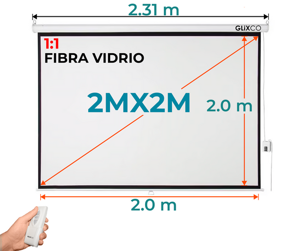 Ecran Eléctrico 2mx2m Pulg (1:1) 2.0x2.0 m / Fibra de Vidrio