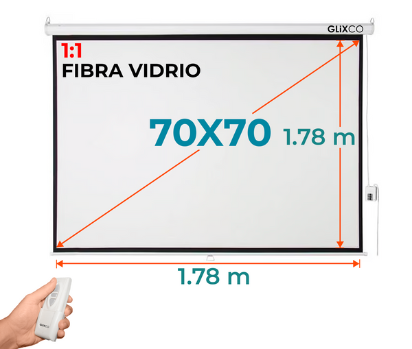 Ecran Eléctrico 70x70 Pulg (1:1) 1.78x1.78 m / Fibra de Vidrio