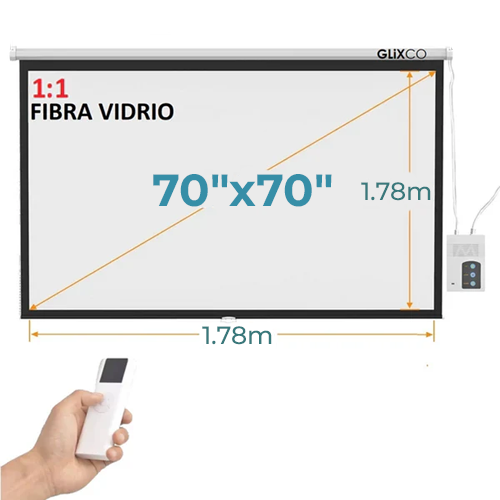 Ecran Eléctrico 70x70 Pulg (1:1) 1.78x1.78 m / Fibra de Vidrio
