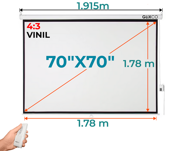 Ecran Eléctrico 70x70 Pulg (1:1) 1.78x1.78 m / Vinil