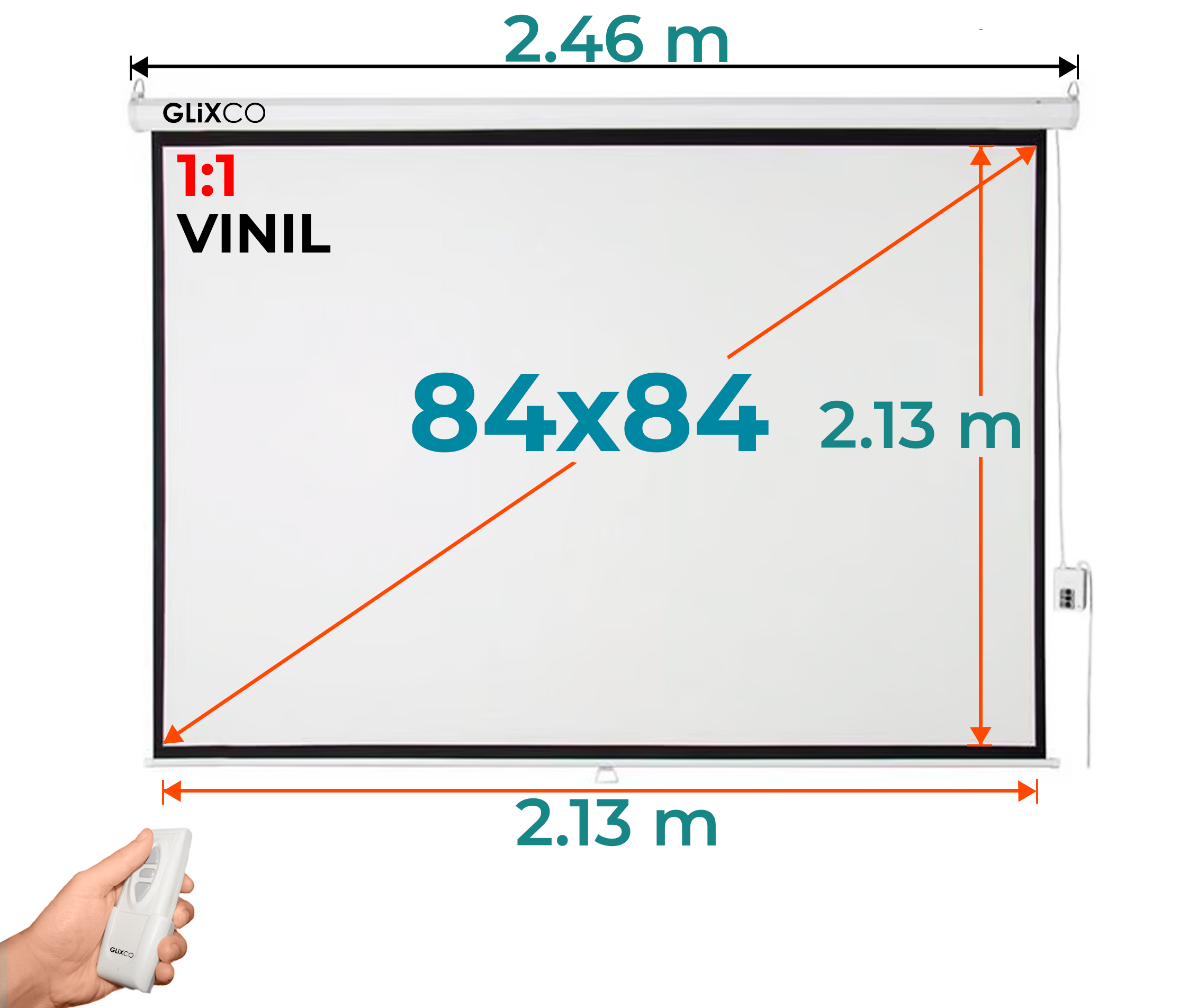 Ecran Eléctrico 84x84 Pulg (1:1) 2.13x2.13 m / Vinil