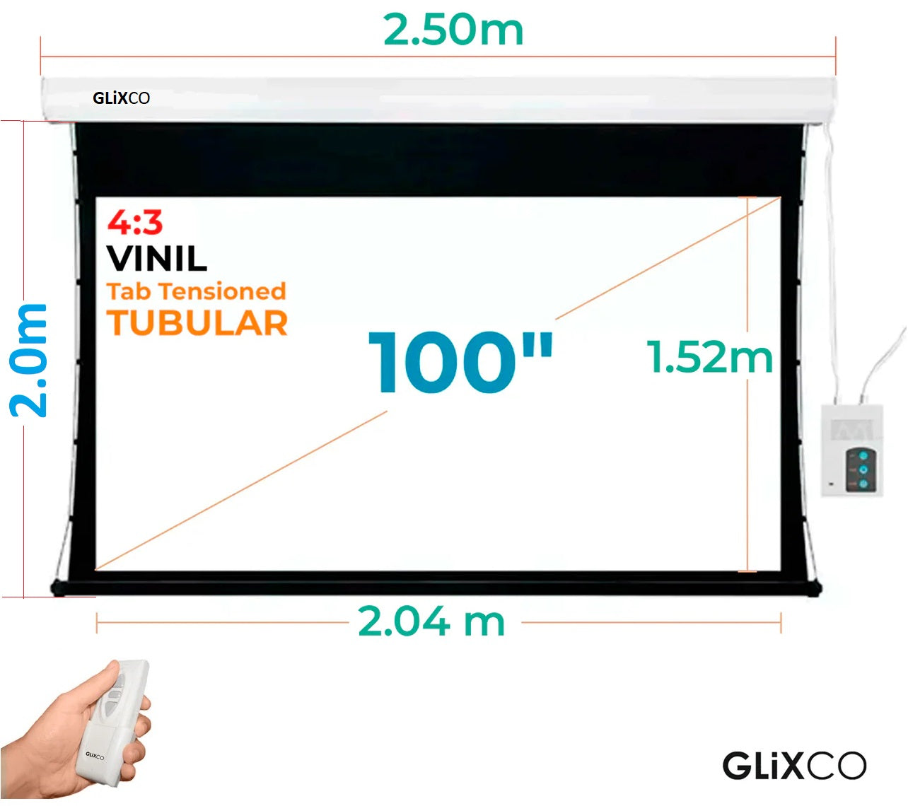 Ecran Eléctrico Tab Tensionado 100 Pulg (4:3) 2.0x1.50m / Vinil / Motor Tubular