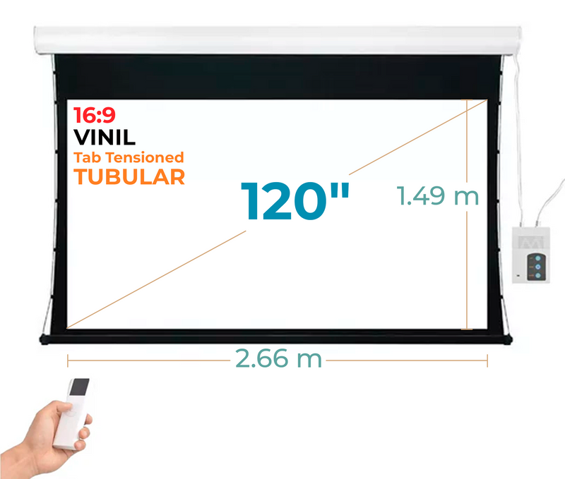 Ecran Eléctrico Tab Tensioned 120 Pulg (16:9) 2.66x1.49 m / Vinil / Motor Tubular