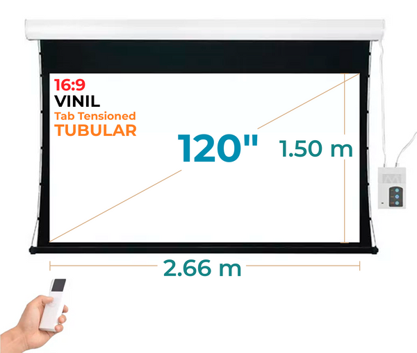 Ecran Eléctrico Tab Tensionado 120 Pulg (16:9) 2.66x1.49 m / Vinil / Motor Tubular