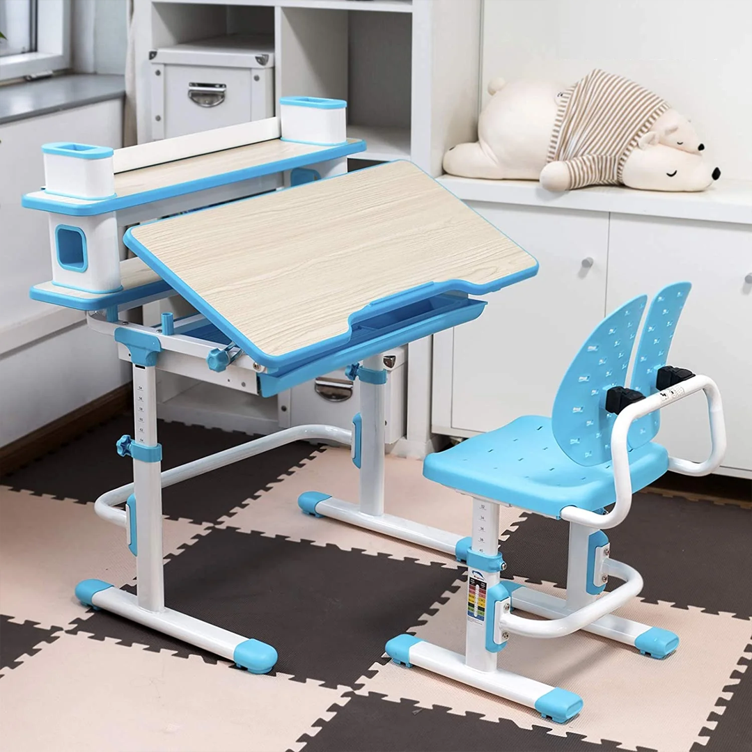 Escritorio y Silla con Respaldo dividido para Niños 3 a 11 Años / Medida 58x40 cm