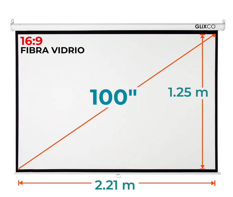 Ecran Manual 100 Pulg (16:9) 2.21x1.25 m / Fibra de Vidrio