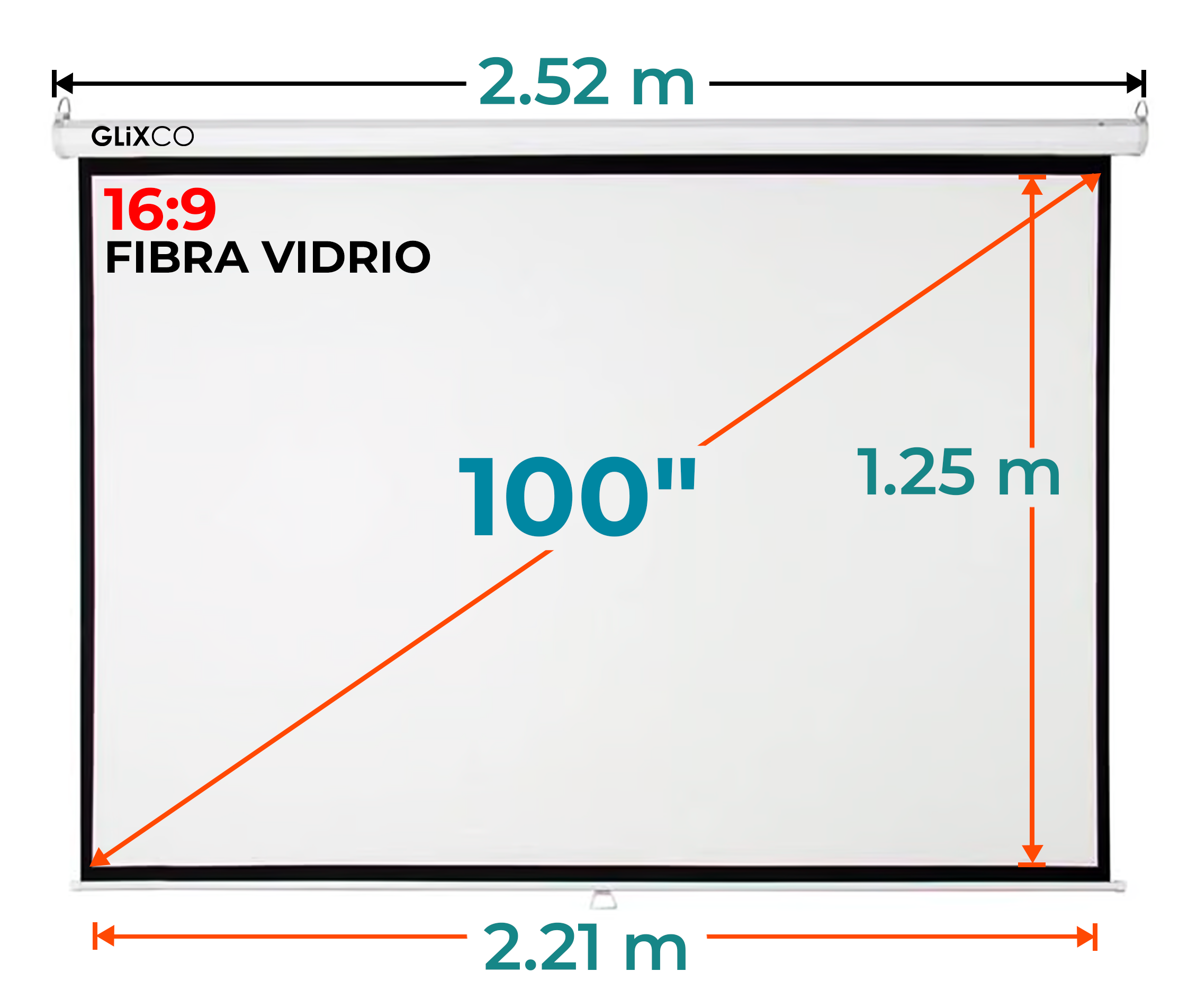 Ecran Manual 100 Pulg (16:9) 2.21x1.25 m / Fibra de Vidrio