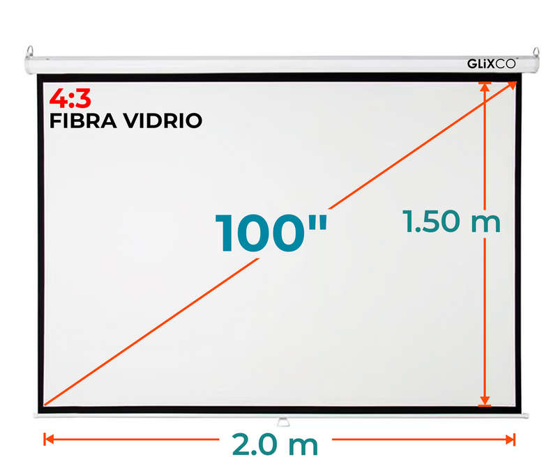 Ecran Manual 100 Pulg (4:3) 2.0x1.50 m / Fibra de Vidrio