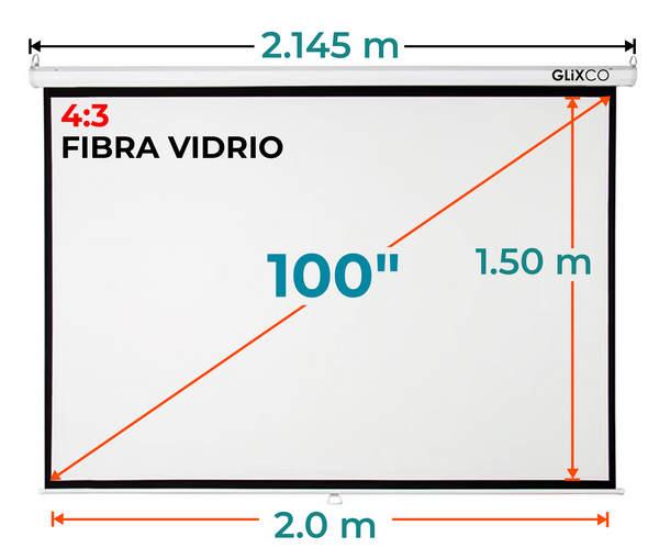 Ecran Manual 100 Pulg (4:3) 2.0x1.50 m / Fibra de Vidrio