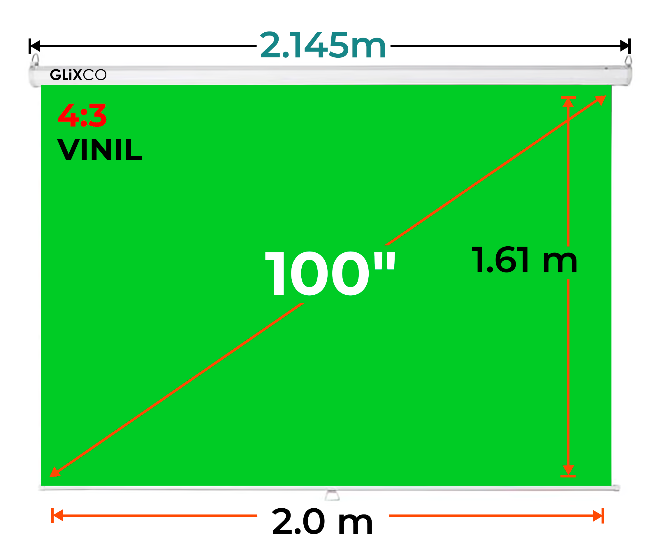 Ecran Manual Verde 100 Pulg (4:3) 2.0x1.61 m / Vinil