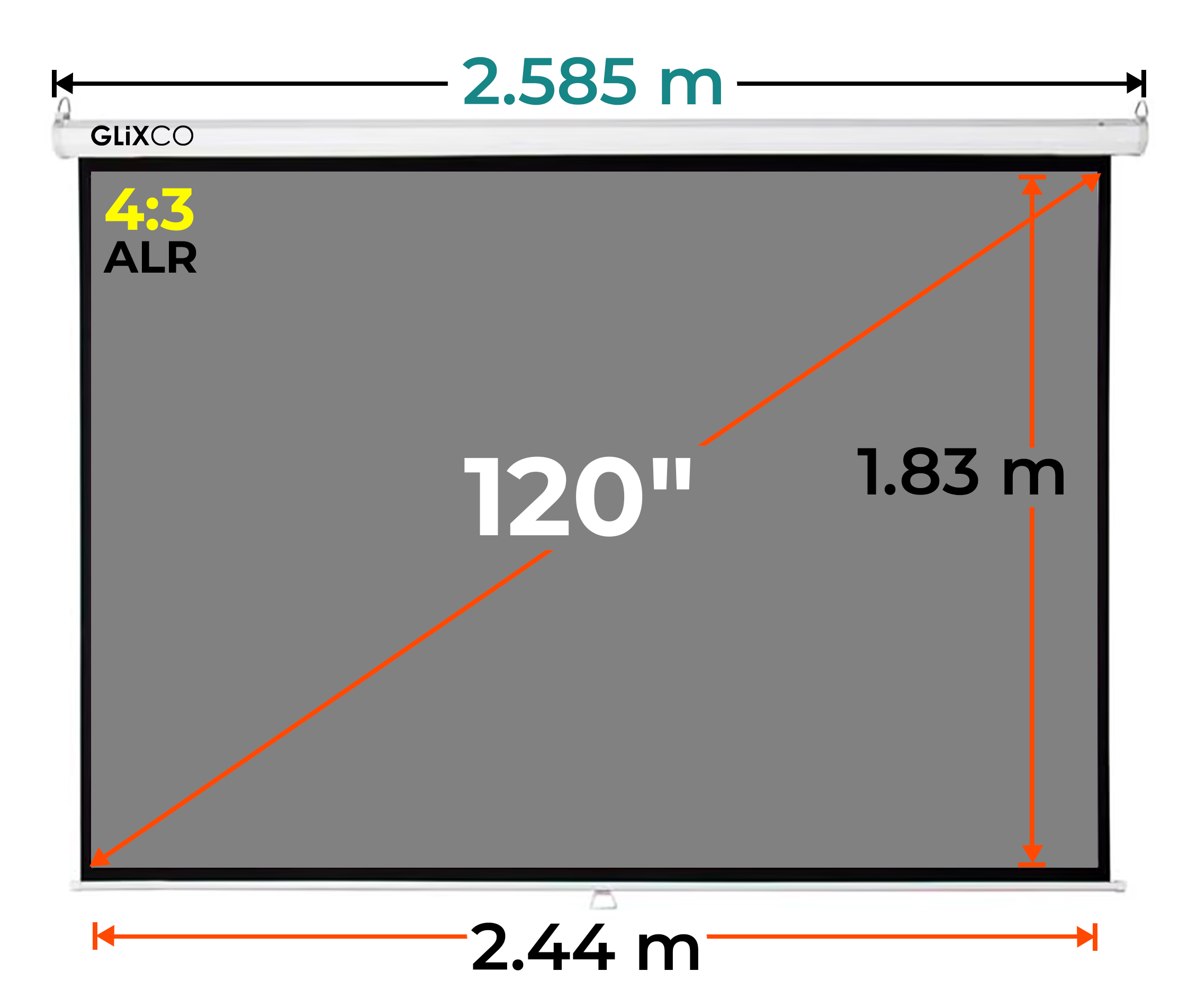 Ecran Gris Manual 120 Pulg (4:3) 2.44x1.83 m / ALR
