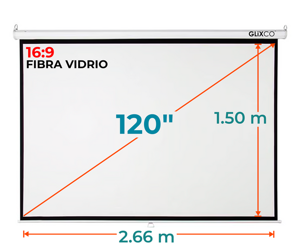 Ecran Manual 120 Pulg (16:9) 2.66x1.50 m / Fibra de Vidrio