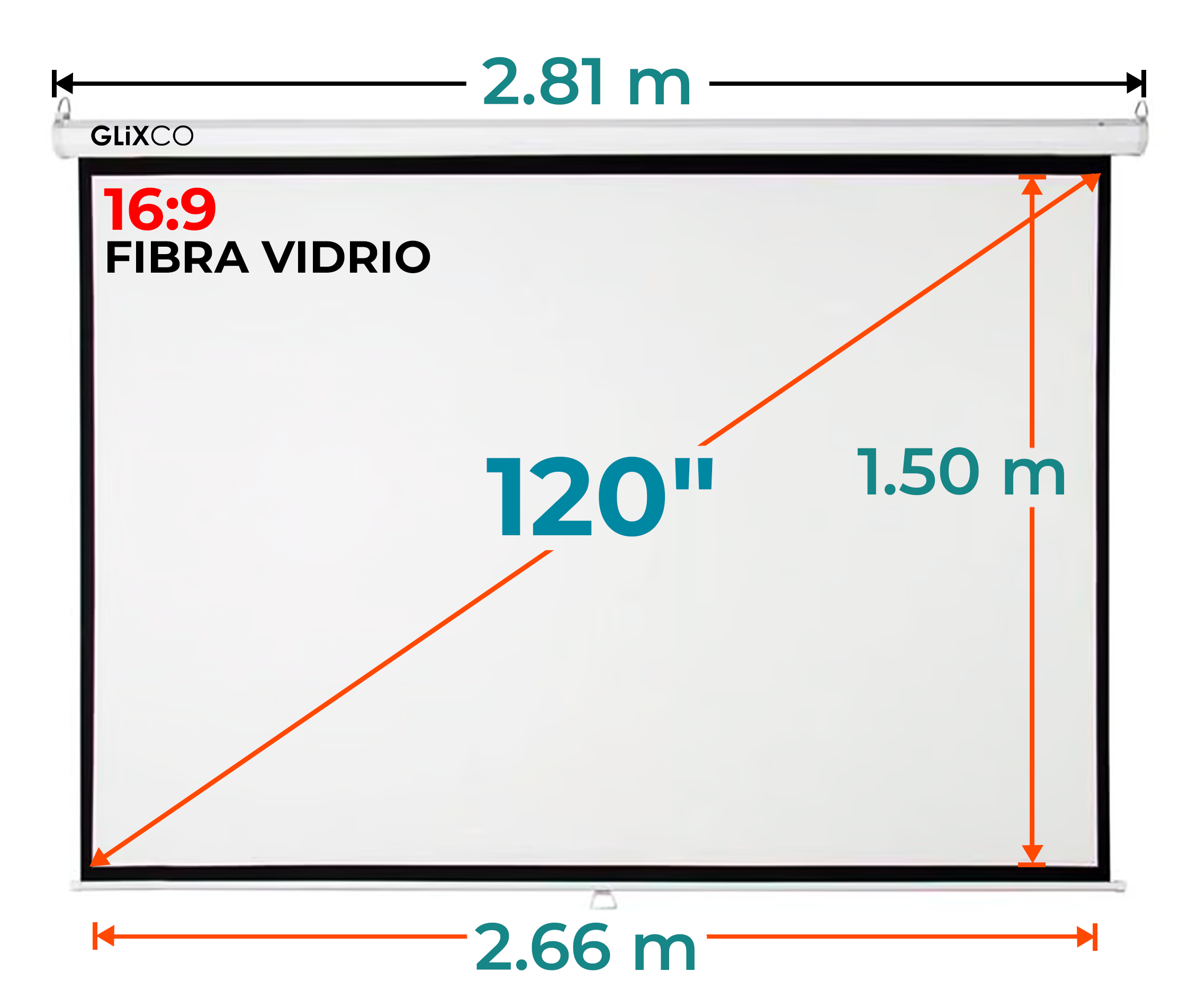 Ecran Manual 120 Pulg (16:9) 2.66x1.50 m / Fibra de Vidrio